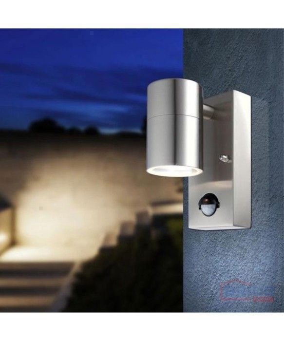 Applique Murale LED - GALICIA - Inox - 8W - 4000K - Détecteur de Mouvement