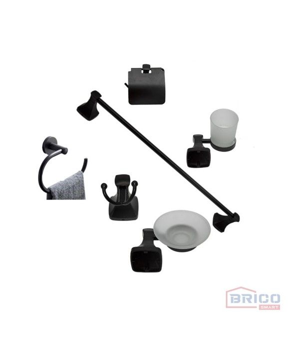 ACCESSOIRES DE SALLE DE BAIN NOIR 6PCS