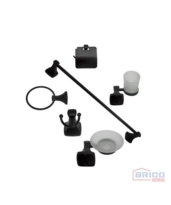 ACCESSOIRES DE SALLE DE BAIN NOIR 6PCS