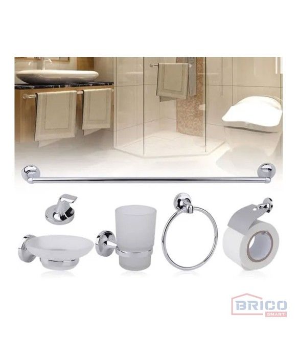 ACCESSOIRES DE SALLE DE BAIN CHROME 6PCS
