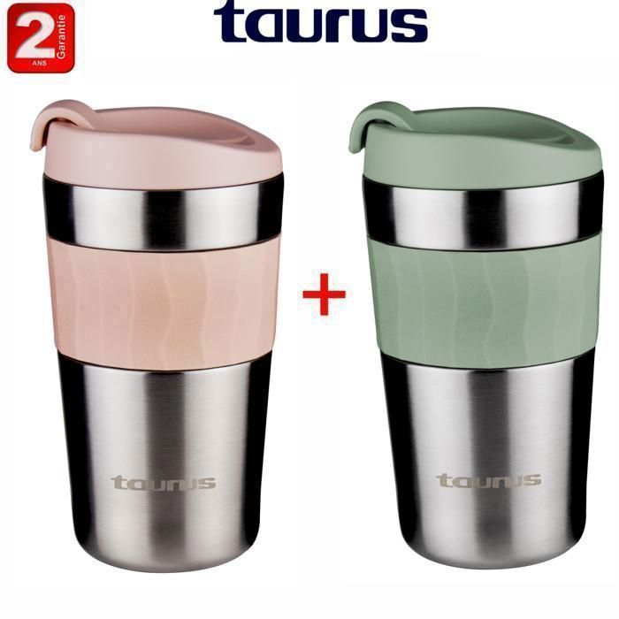 Mug Isotherme - TAURUS - 0.35L - Silicone - Inox - 360° Ouverture