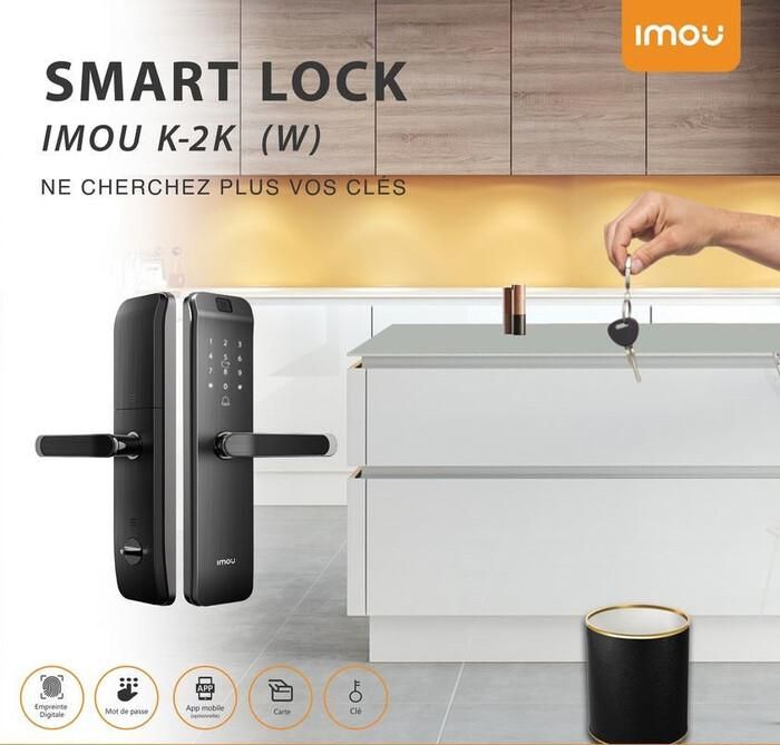 Serrure intelligente avec scanner d'empreintes digitales et clavier IMOU SMART LOCK K2C-H(W)-B -