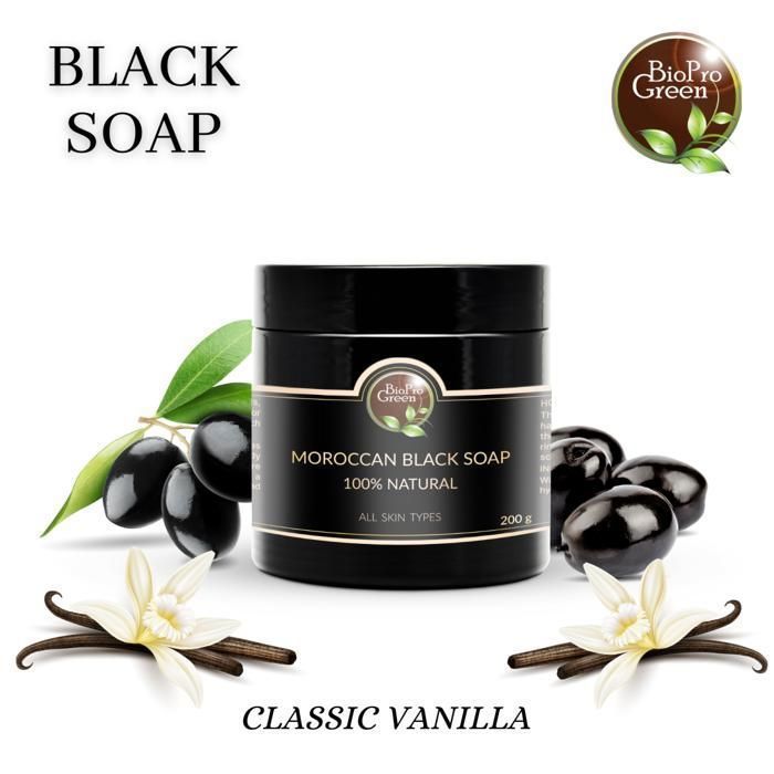 Savon Noir - BIOPROGREEN - Sbone béldi - 200g - Parfumé à la vanille - Sans alcool