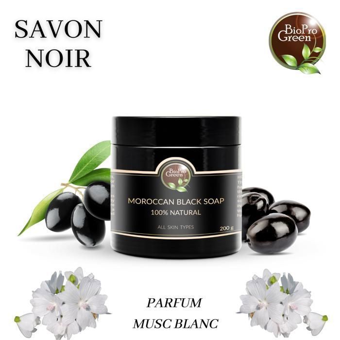 Savon Noir - BIOPROGREEN - Sbone béldi - 200g - Parfumé au Musc Blanc - Sans alcool