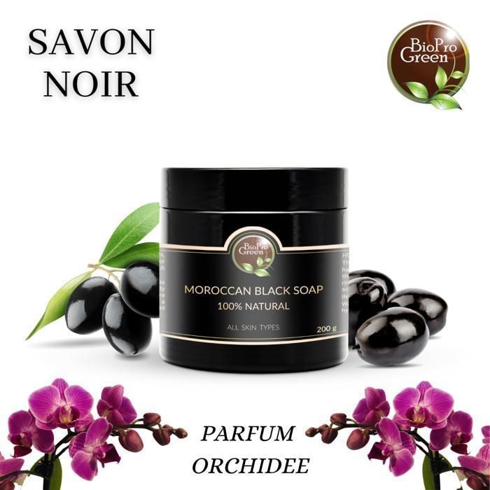Savon Noir - BIOPROGREEN - Sbone béldi - 200g - Parfumé à l'Orchidée - Sans alcool