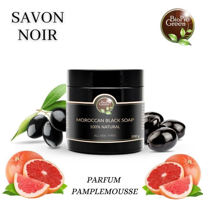 Savon Noir - BIOPROGREEN - Sbone béldi - 200g - Parfum Pamplemousse - Sans alcool