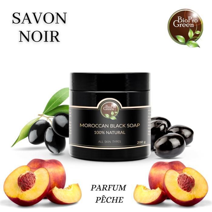 Savon Noir - BIOPROGREEN - Sbone béldi - 200g - Parfum Pêche - Sans alcool