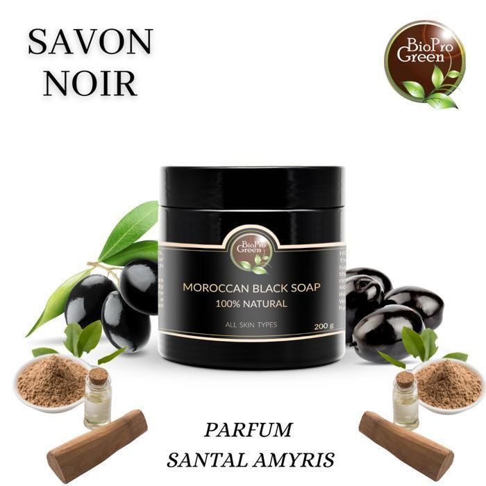 Savon Noir - BIOPROGREEN - Sbone béldi - 200g - Parfum Santal Amyris - Sans alcool