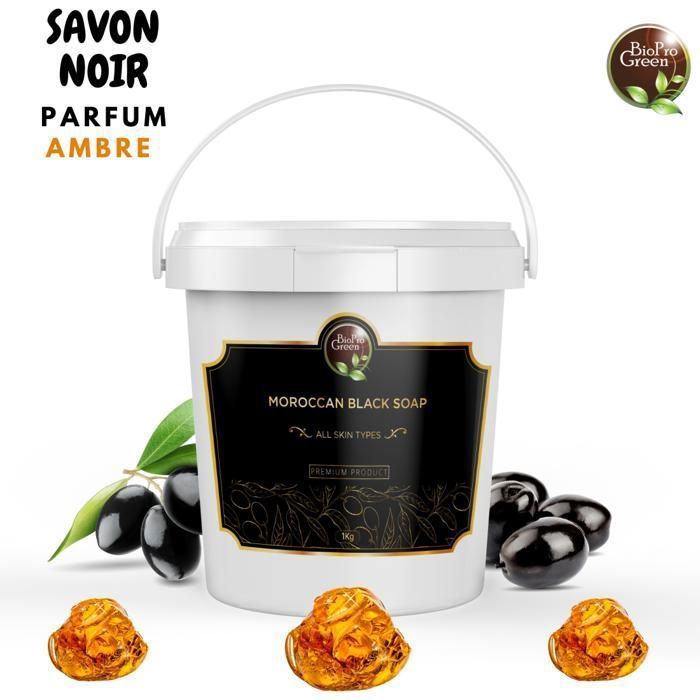 Savon Noir - BIOPROGREEN - Sbone béldi - 1Kg - Parfumé à l'ambre - Sans alcool