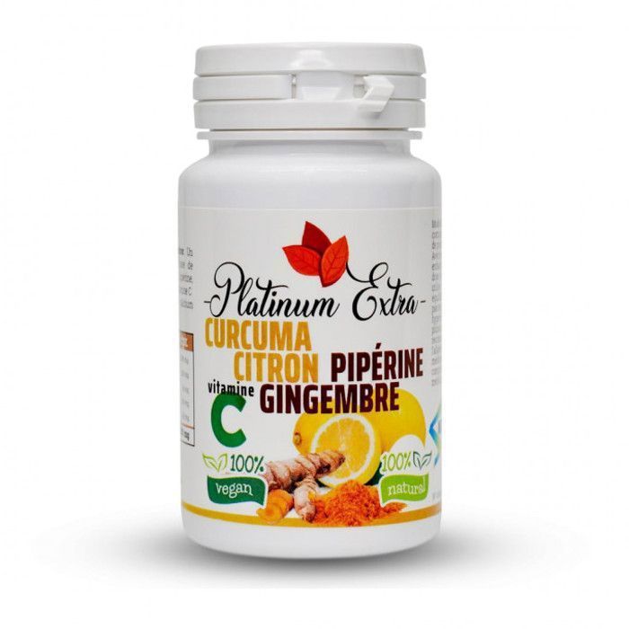 Platinum extra 130 Cpr : Curcuma ;Pipérine; Gingembre; Citron et Vitamine C