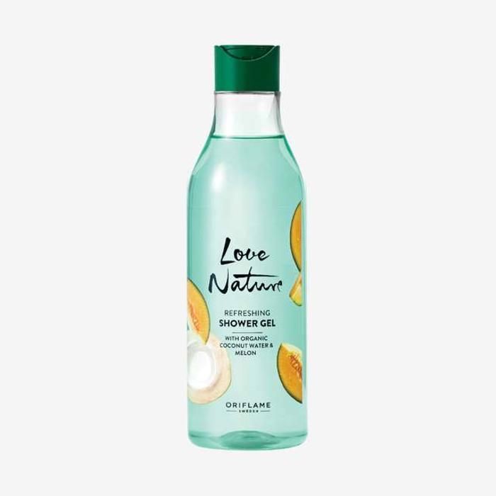 Gel Douche - Love Nature - Eau de Noix de Coco et Melon - 500 ml - Biodégradable - Non gras