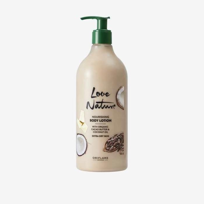 Lotion Nourrissante pour le Corps Love Nature au Beurre de Cacao et à l'huile Naturelle de Noix de Coco 750 ml