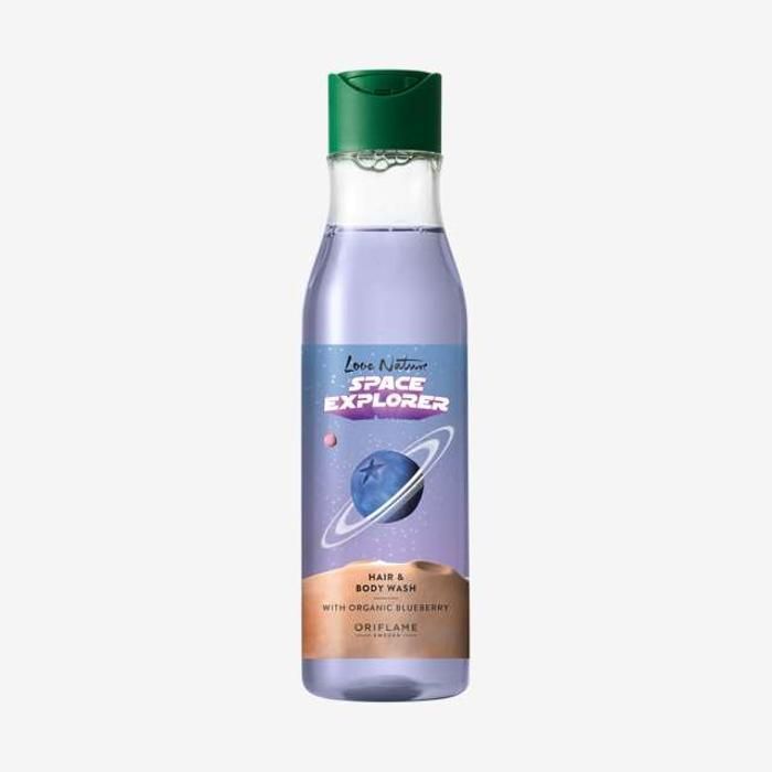 Nettoyant pour le Corps et les Cheveux Love Nature Space Explorer à L'Extrait Naturel de Myrtille pour Enfants 250 ml