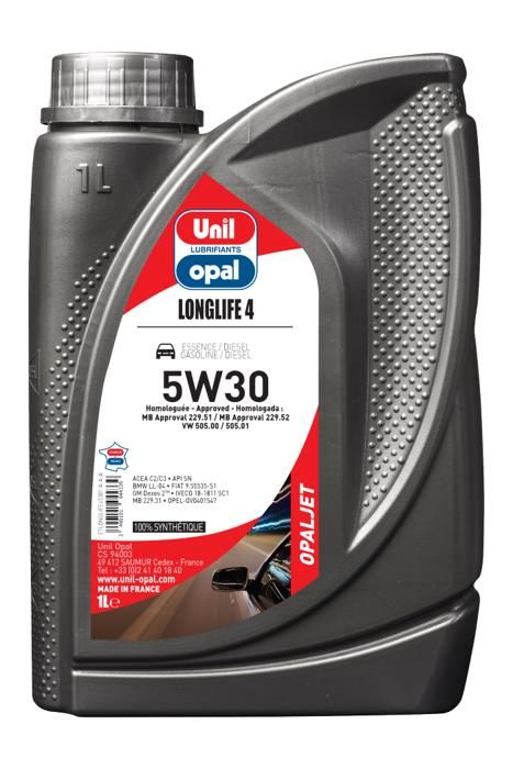OPALJET LONGLIFE 4 5W30 LUBRIFIANT 100% SYNTHETIQUE LOW SAPS POUR MOTEUR VL