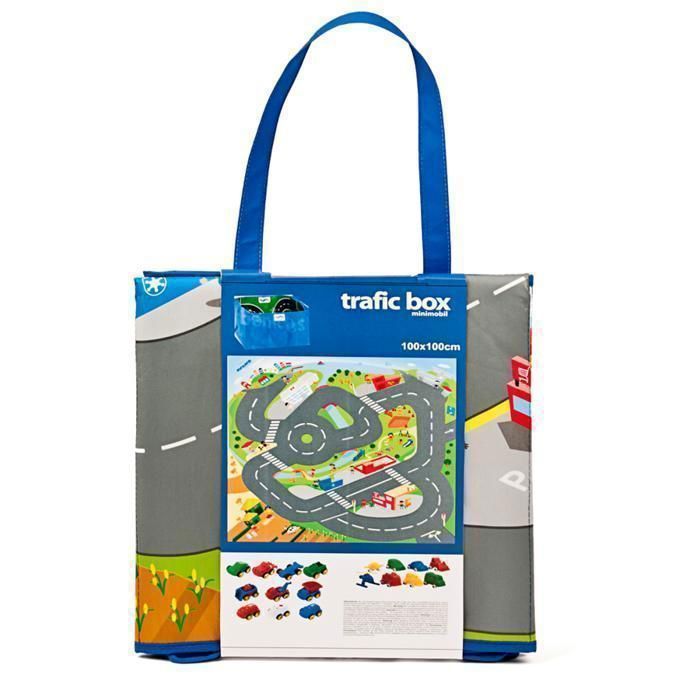 Tapis Circuit Voiture - MINILAND - 100 x 100 cm - Sac de rangement - Facile à nettoyer - Mixte