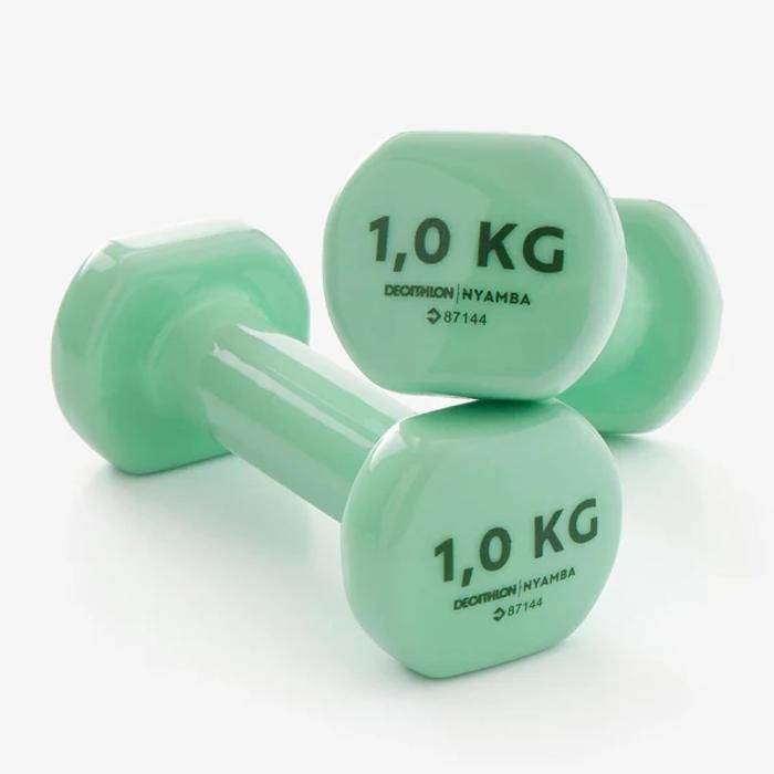 PAIRE D'HALTÈRES FITNESS - DECATHLON - 2*1 KG - VERT - Entretien physique - Musculation - Mixte
