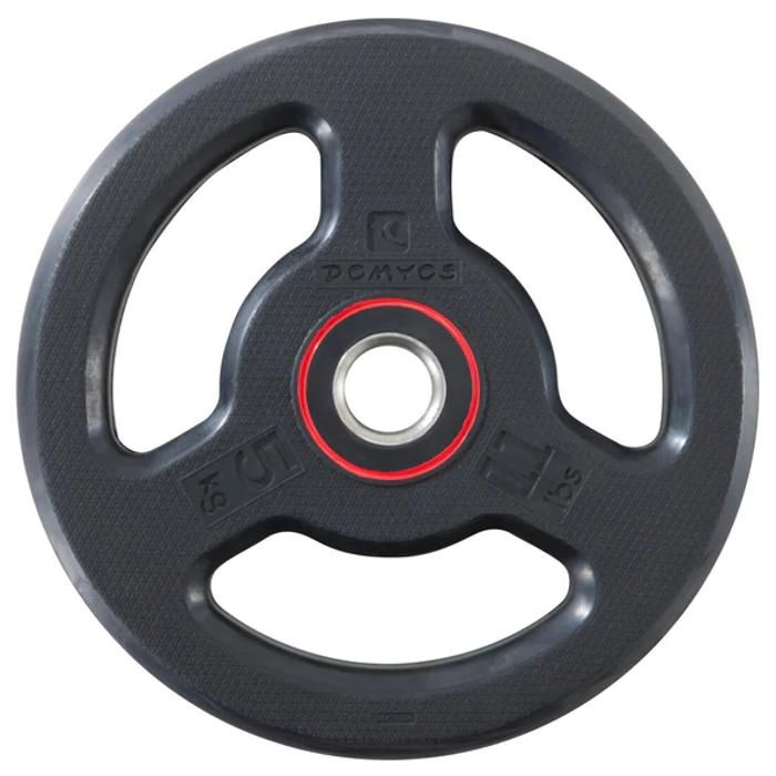 Disque de musculation - DECATHLON - 5kg - 28mm - Poignées ergonomiques - Caoutchouc noir