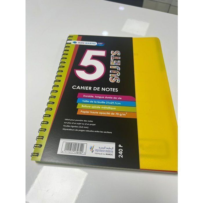 Cahier universitaire - BLEU MARINE - 5 sujets - 240 pages - 21 x 29,7 cm - Multicolore