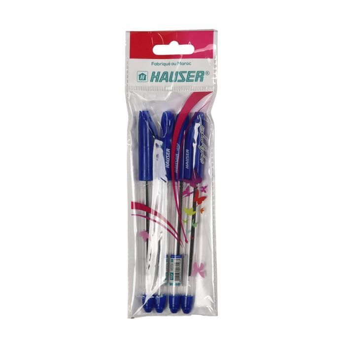 LOT DE 4 STYLOS À BILLE CRISTAL SKY COULEUR BLEU