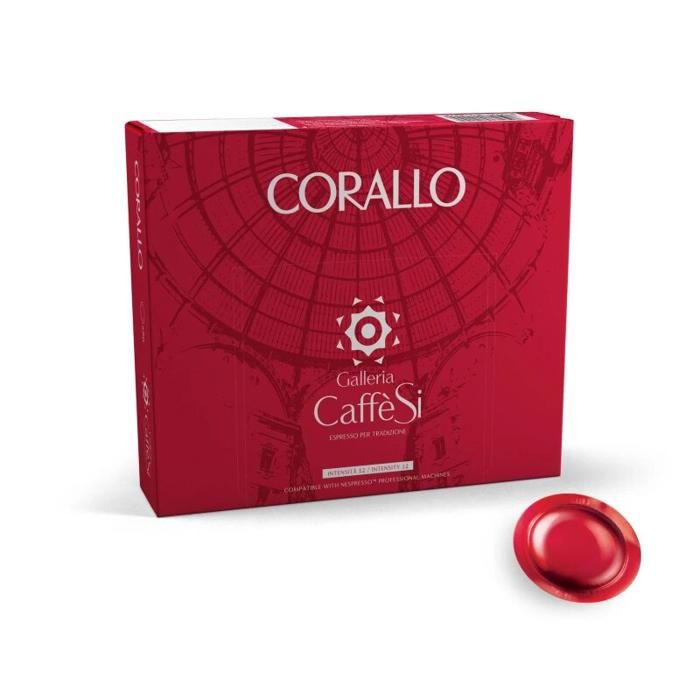 50 FILTRES NESPRESSO DE CAFÉ CORALLO ROUGE INTENSO. CAFÉ SI - HAUTE QUALITE - 100% ITALIEN.