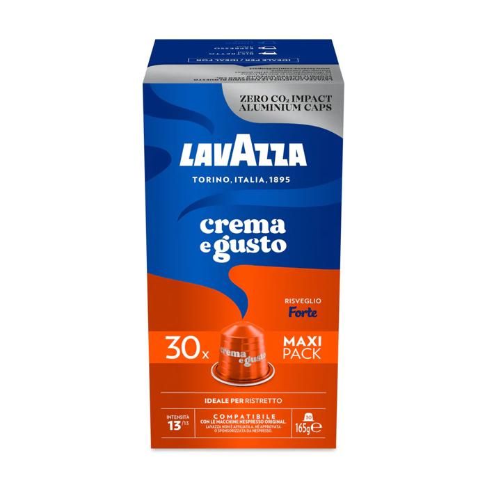30 CAPSULES DE CAFÉ CREMA & GUSTO FORTE EN ALUMINIUM. LAVAZZA - 100% ITALIEN.