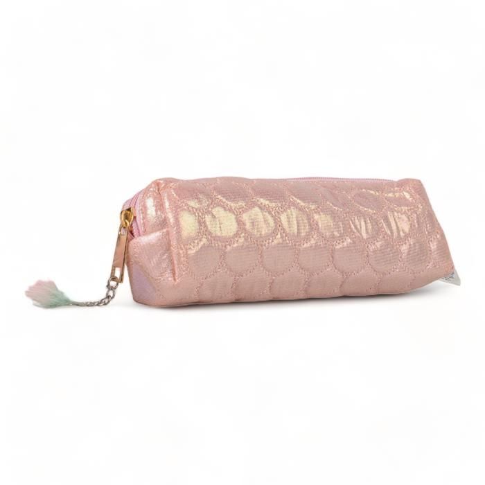 TROUSSE AUCHAN RONDE 1 ZIP PAILLETTE ROSE - 7*3*18