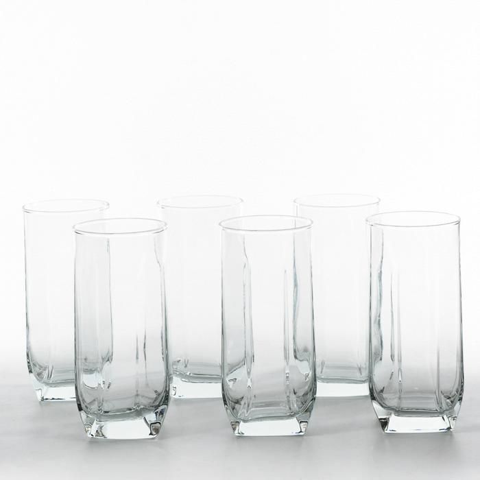 Set de 6 Verres à Eau - TUA FH - Transparent - Verre Plat - Compatible Lave-Vaisselle