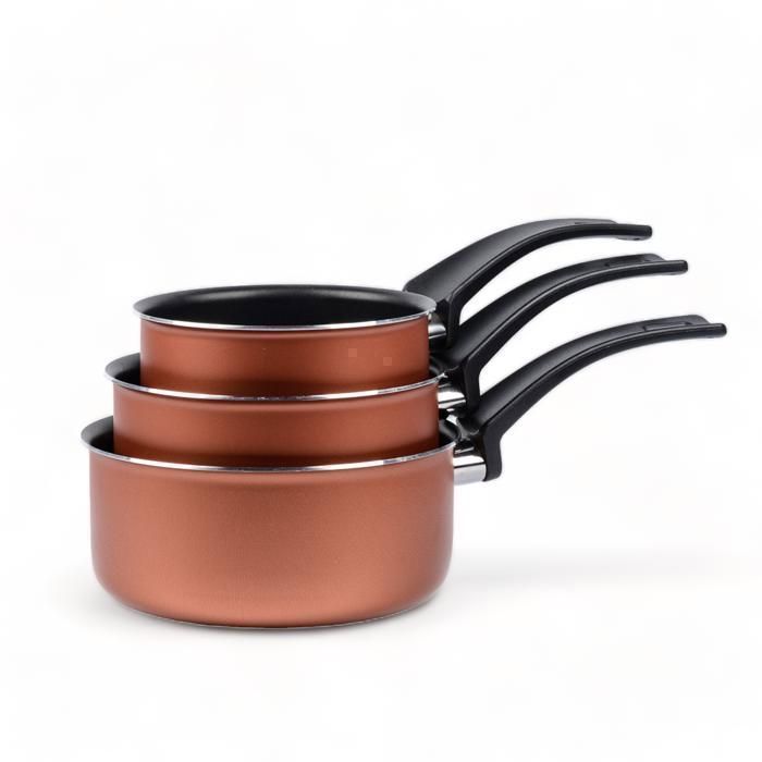 Set de 3 Casseroles - Copper - 14cm, 16cm, 18cm - Anti-adhésif - Inox