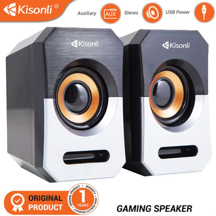 Kisonli A-606 HAUT-PARLEUR D'ORDINATEUR, USB 2.0, alimentation USB pour ordinateur portable/bureau, MP3 et autres appareils audio