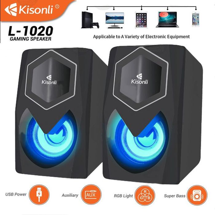 Kisonli Haut parleur D'ORDINATEUR stereo Led filaire prise USB 2.0 pour ordinateur portable/bureau, MP3 et autres appareils audio