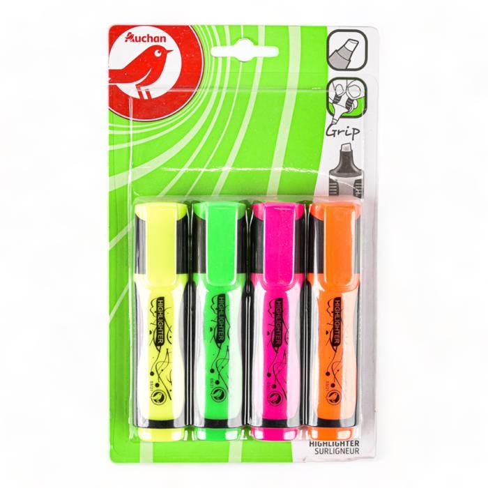 Lot de 4 surligneurs fluorescents coloris assortis