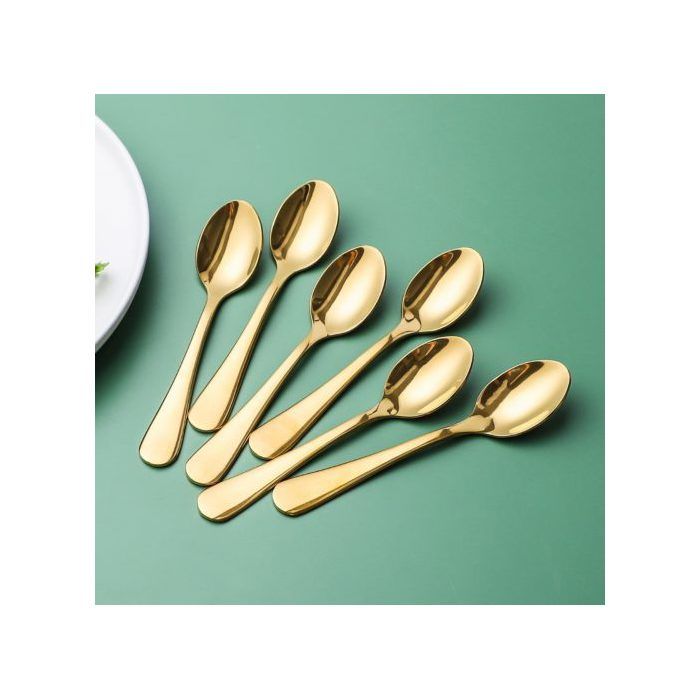 Cuillères à café - ART - S-08 - Métal inoxydable - Pack de 6 - Couleur dorée
