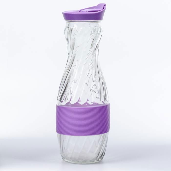 CARAFE EN VERRE 900ML AVEC SILICONE-Couleur Aléatoire
