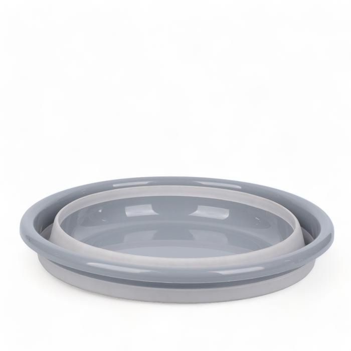 Bol de lavage pliable - L-00868 - Silicone de qualité alimentaire - Couleur grise - Compatible lave-vaisselle
