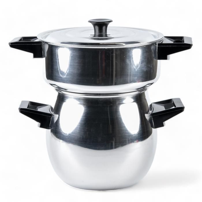 Couscoussier - Aluminium - 4L - Couvercle inclus - Compatible gaz - Argenté