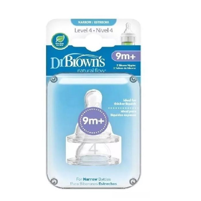 Je suce les tétines Dr Browns par Options Standard 9m+ niveau 4 2 unités