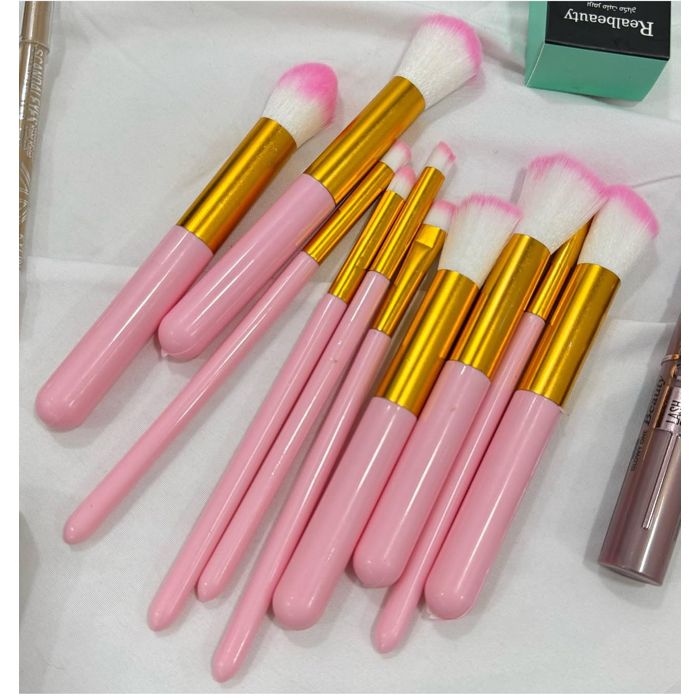 10 Pinceaux Maquillages kif professionnel - Rose