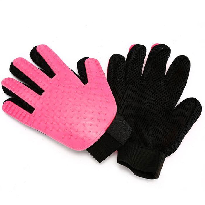 Gants de brossage - GENERIC - Rose - Élimination des poils morts - Massage apaisant - Silicone