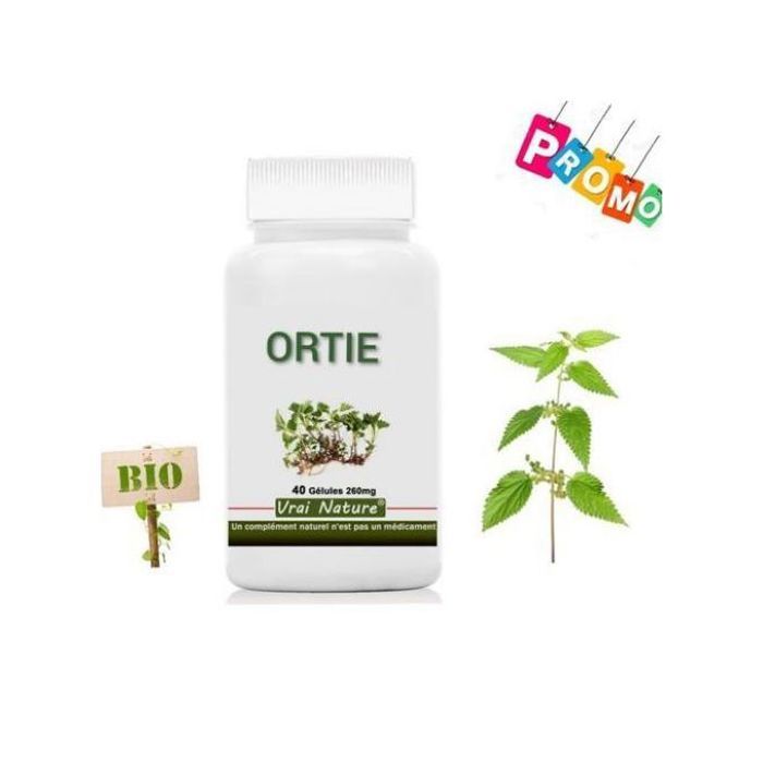 Vrai nature gélulles Ortie feuille /Bio et naturel / 260 mg / 40 gélules