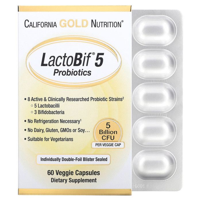 California Gold Nutrition, Probiotiques LactoBif 5, 5 milliards d'UFC, 60 capsules - Made in USA