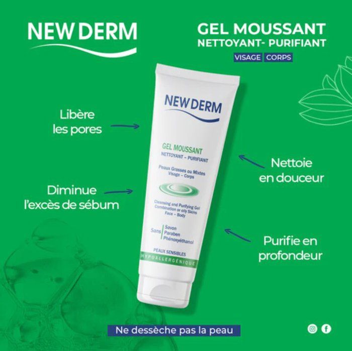NEW DERM GEL MOUSSANT NETTOYANT PURIFIANT 250ML
