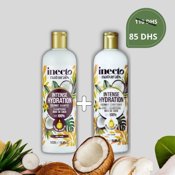 Pack Shampoing & Après-Shampoing - INECTO - Noix de Coco - 500ML - Hydratant - Réparateur