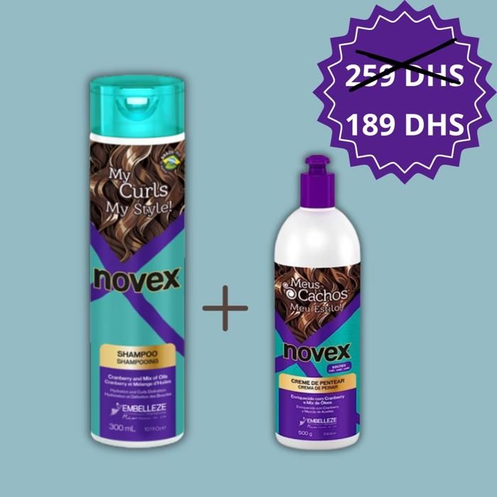 Pack Shampoing & Leave-In - NOVEX - Mystic Black - 300ML Shampoing - 500G Leave-In - Cheveux Noirs