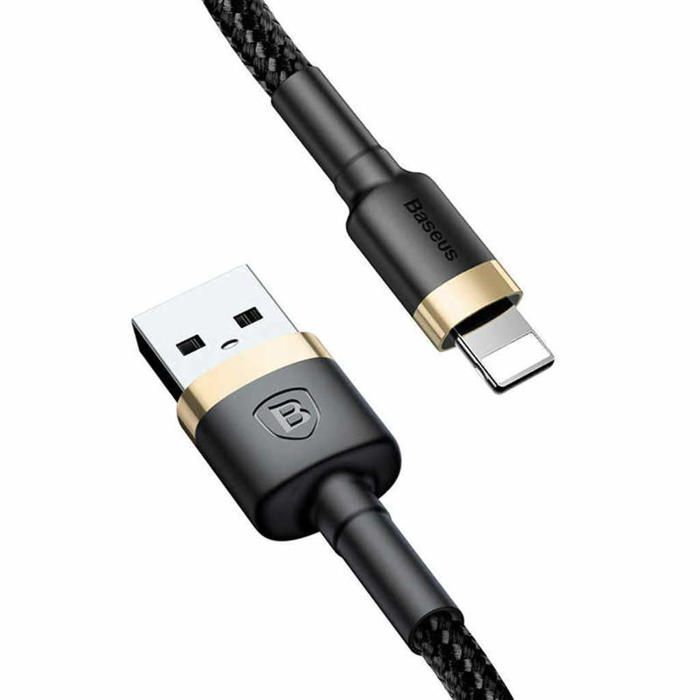 Câble USB vers Lightning - Baseus - Cafule - 1,5A - 1M - Nylon tressé - Or-noir