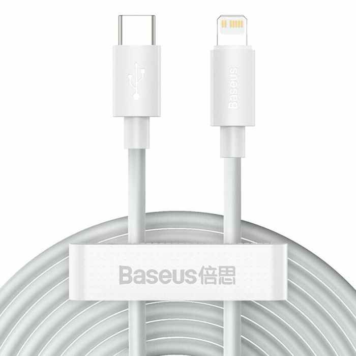 CABLE TELEPHONE de données Baseus 2 pièces Kit de Type-C vers iP PD 20W 1,5 m blanc compatible pour iPhone Plus XS XR 11 12 13