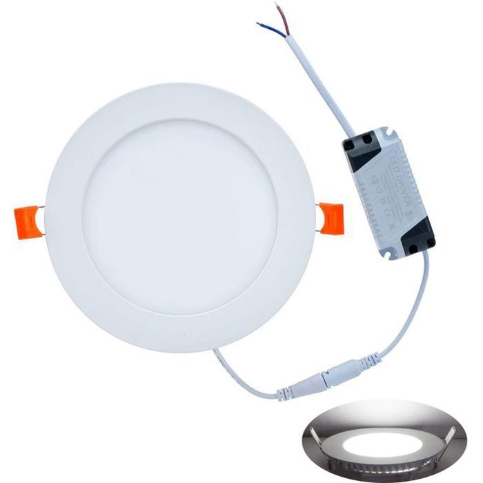 Lampe Panel LED Ronde Slim Encastré 12W Blanc Froid 6500K