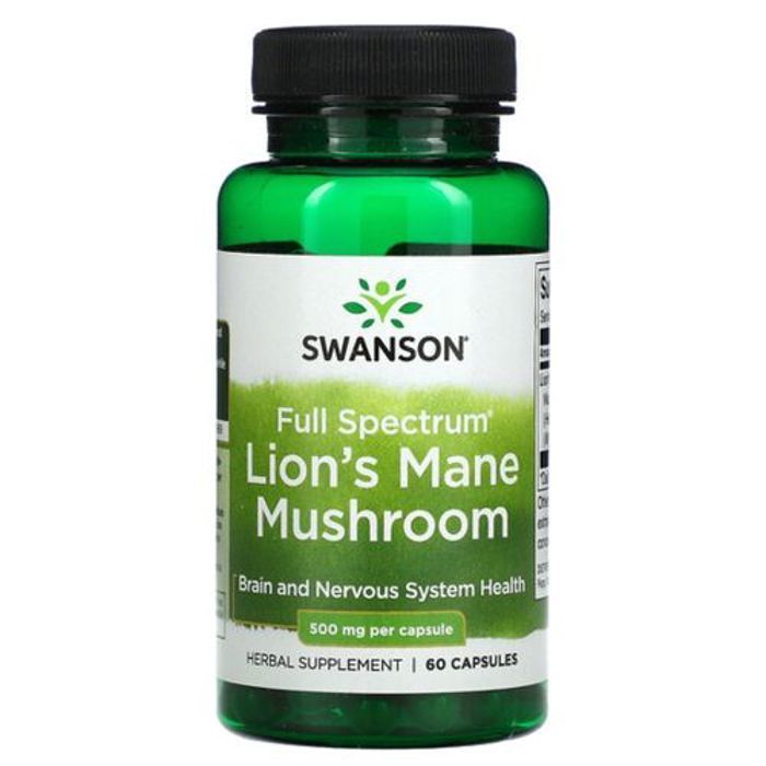 Swanson Lion's Mane Champignon 500 mg, 60 capsules