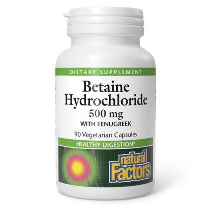 Betaine HCl, Chlorhydrate de bétaïne et fenugrec, 500 mg, 90 capsules Vég