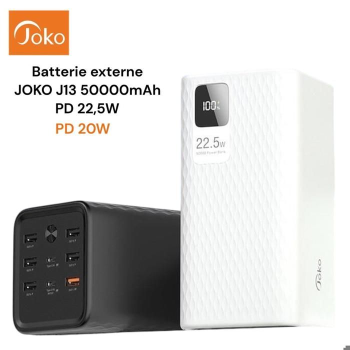 Power Bank 50 000 mAh USB Type-C PD 22.5W à charge rapide avec 6 ports