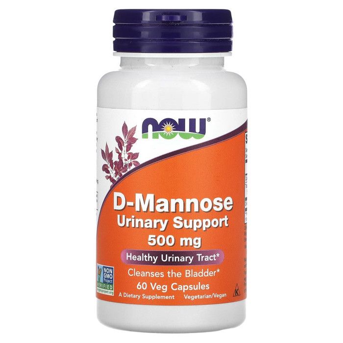 Now Foods D-Mannose, 500 mg, Soutien urinaiire Nettoie la vessie, 60 Capsules